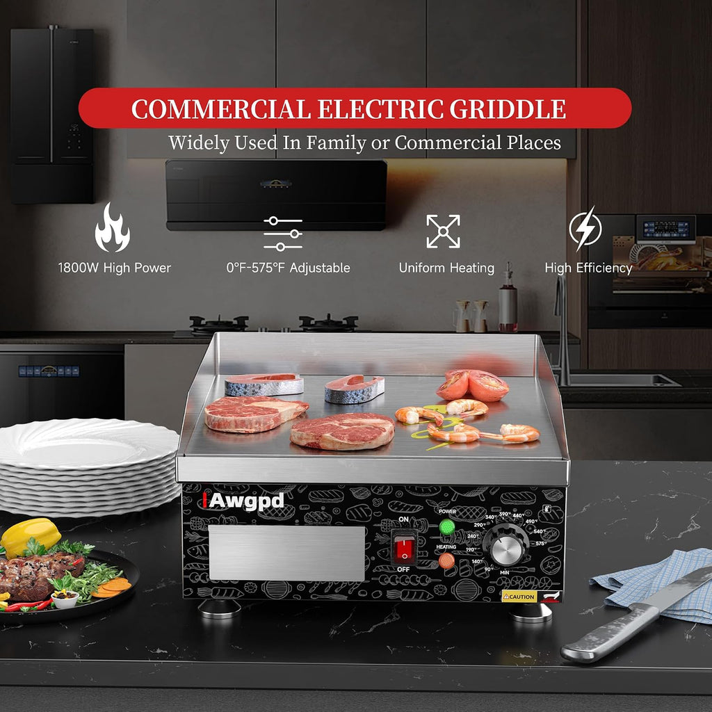 14" Commercial Electric Griddle,Electric Countertop Flat Top Griddle