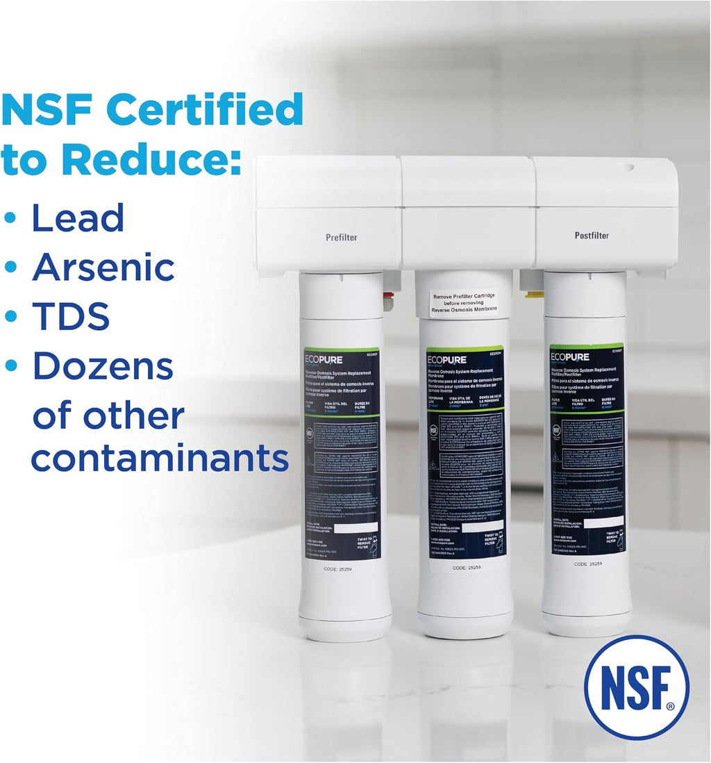 ECOP30 Premium Reverse Osmosis System – Under Sink Drinking Water Filter System – NSF-Certified – Reduces Lead