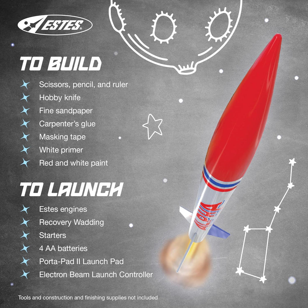 1225 Alpha Rocket-Building Kit, Intermediate Flying-Rocket-Model Kit for Ages 10+