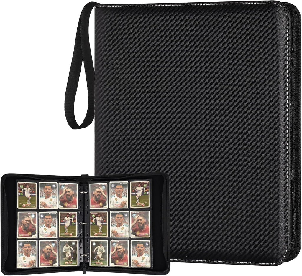 9 Pocket Trading Card Binder,720 Cards,40 Top-Loading Pages, Double Sided Pockets PU Cover Zipper Collection Album