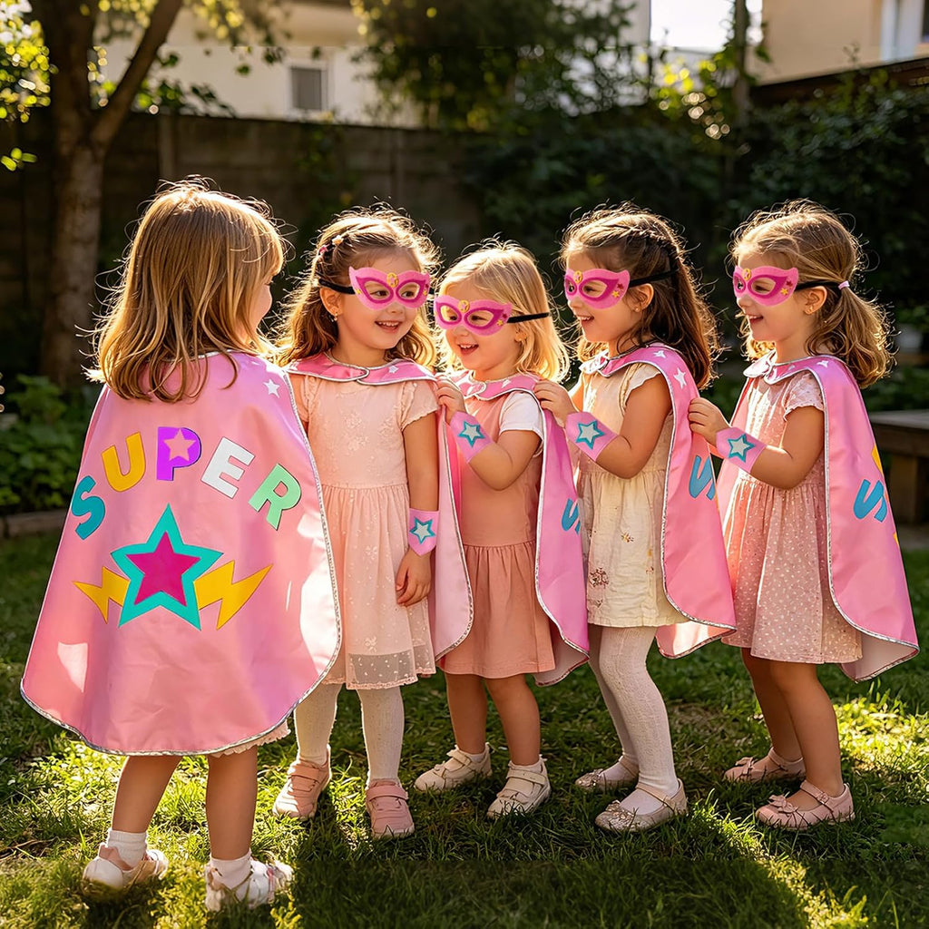 Star Superhero-Cape and Mask for Kids, Super-Hero-Costumes for Girls Boys Dress Up Toys Birthday Gifts
