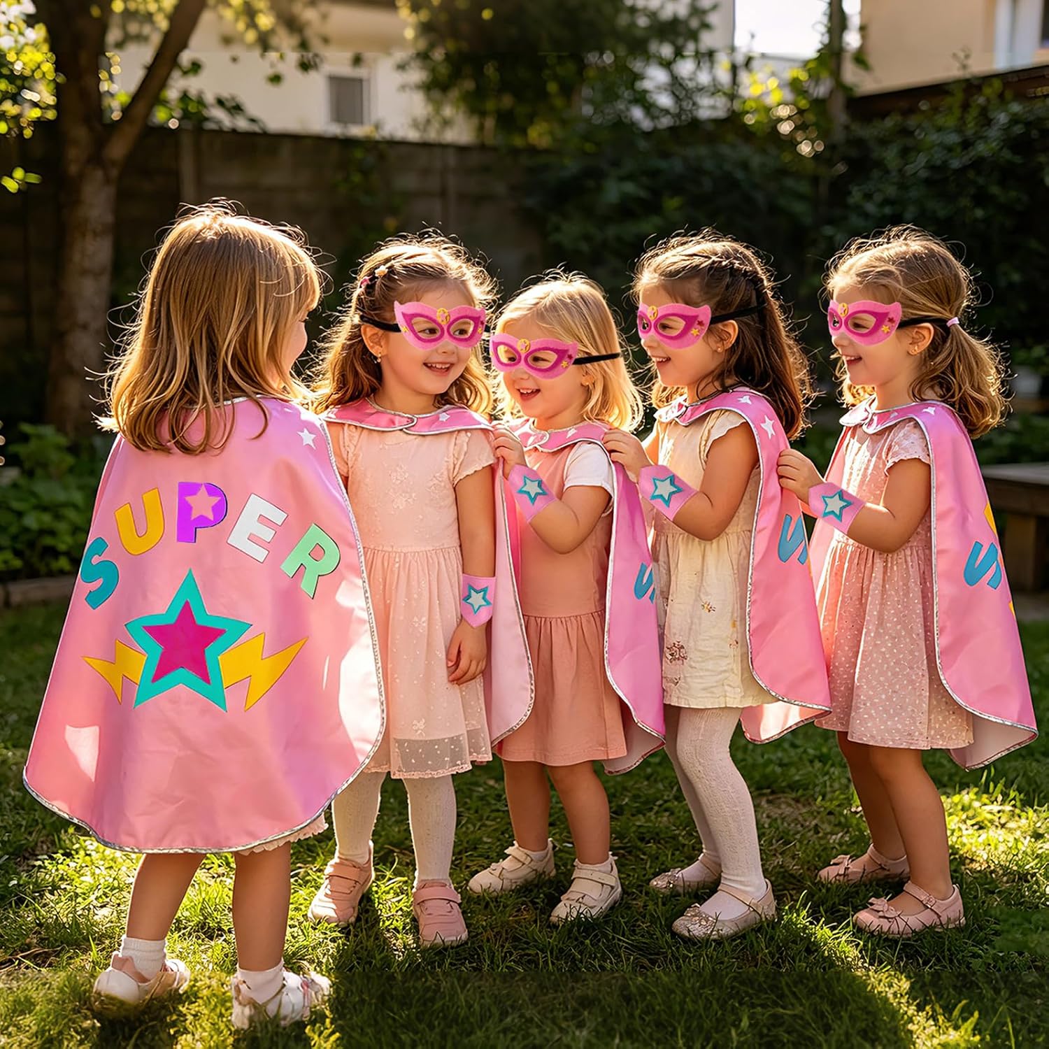 Star Superhero-Cape and Mask for Kids, Super-Hero-Costumes for Girls Boys Dress Up Toys Birthday Gifts
