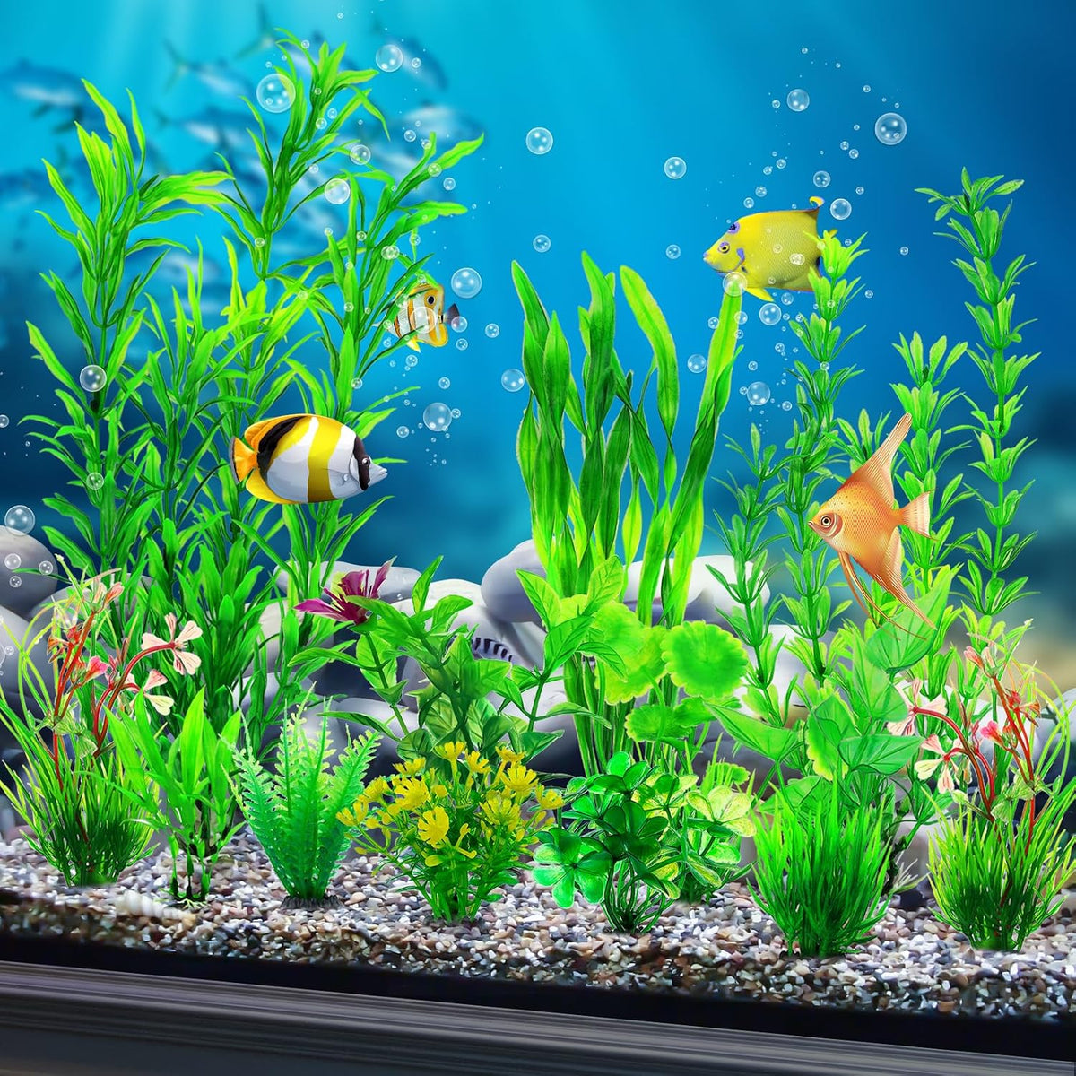 12pcs Fish Tank Accessories Aquarium Decorations Green Plants, Green Fish Tanks Decoration Plants, Fish Tank Decor