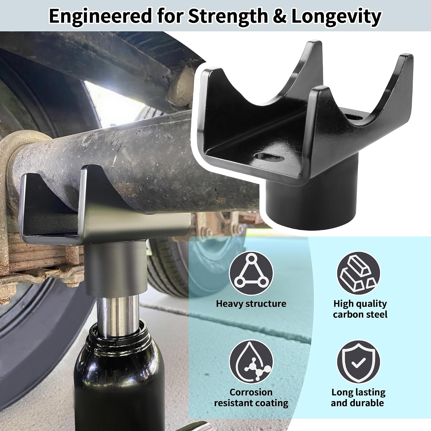 Bottle Jack Axle Adapter for 2-4 in Round and 2 in Square Axles