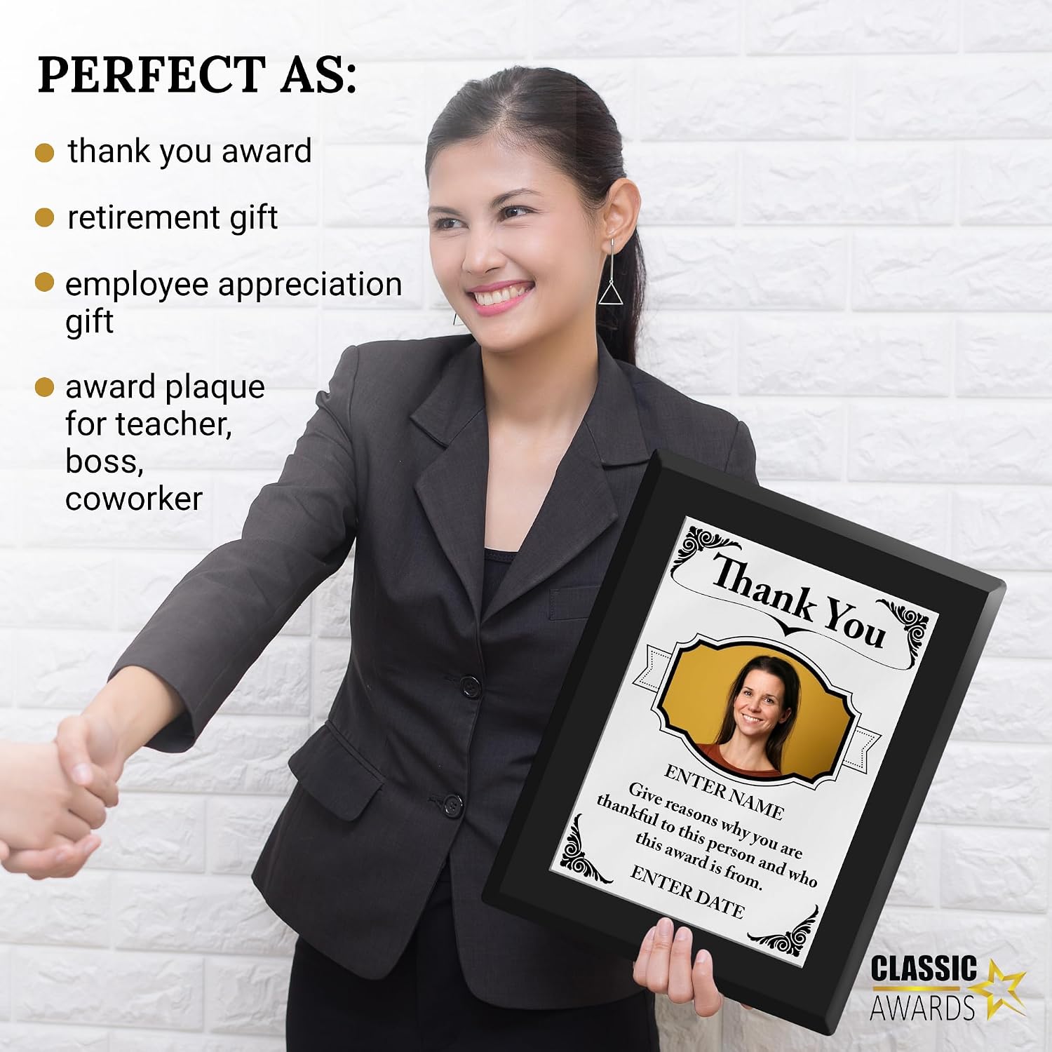 Personalized Thank You Award Plaque - Custom Appreciation & Service Gift | Upload Own Photo & Text, Full-Color
