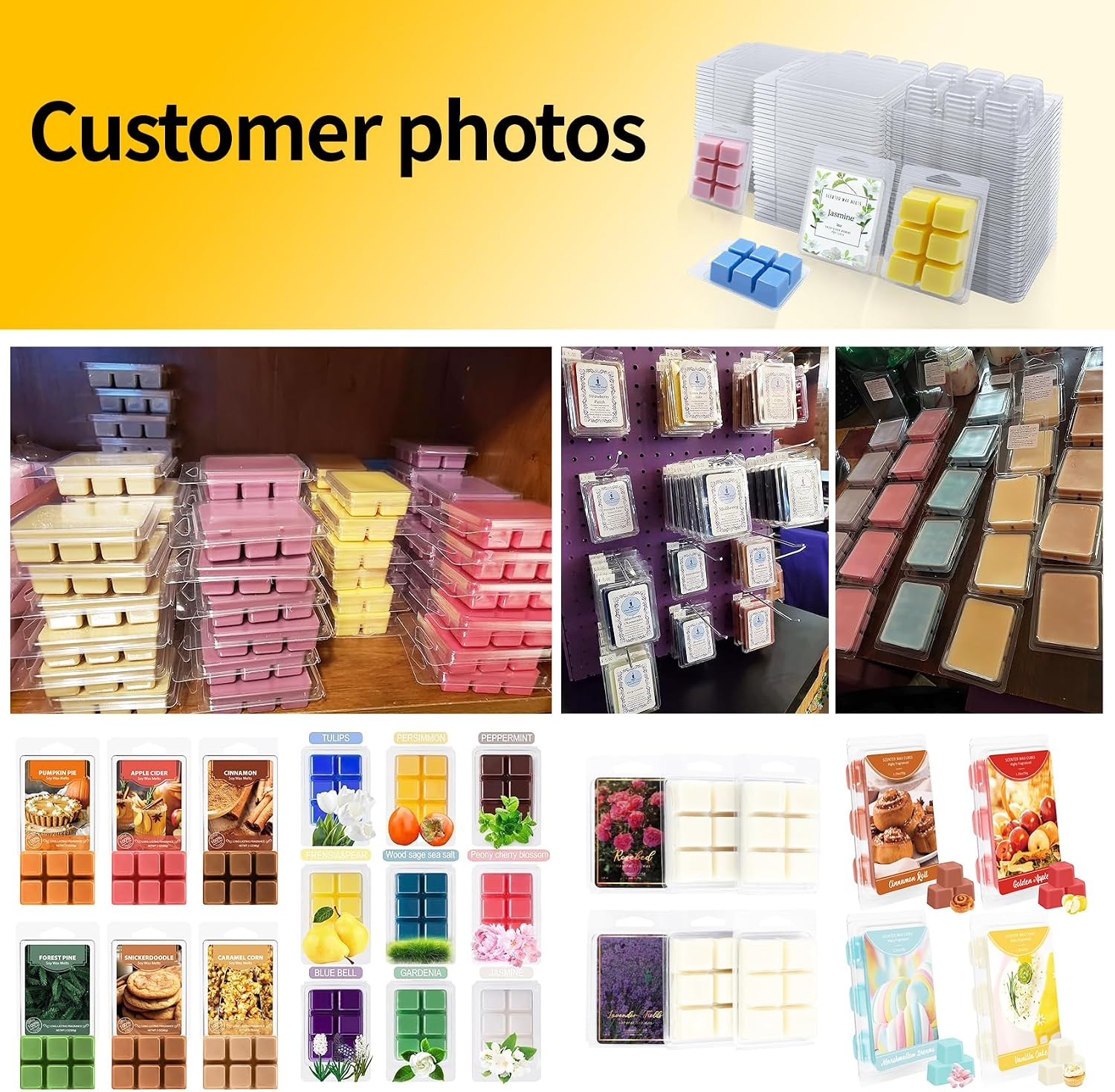 Wax Melt Container Clamshell Packaging Mold Box with Packaging Box | Plastic Clear Empty Wax Candle Melt Tart