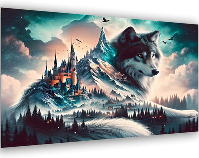 Large Square Drills Diamond Painting Kits, Wolf Diamond Art Square 28x16in