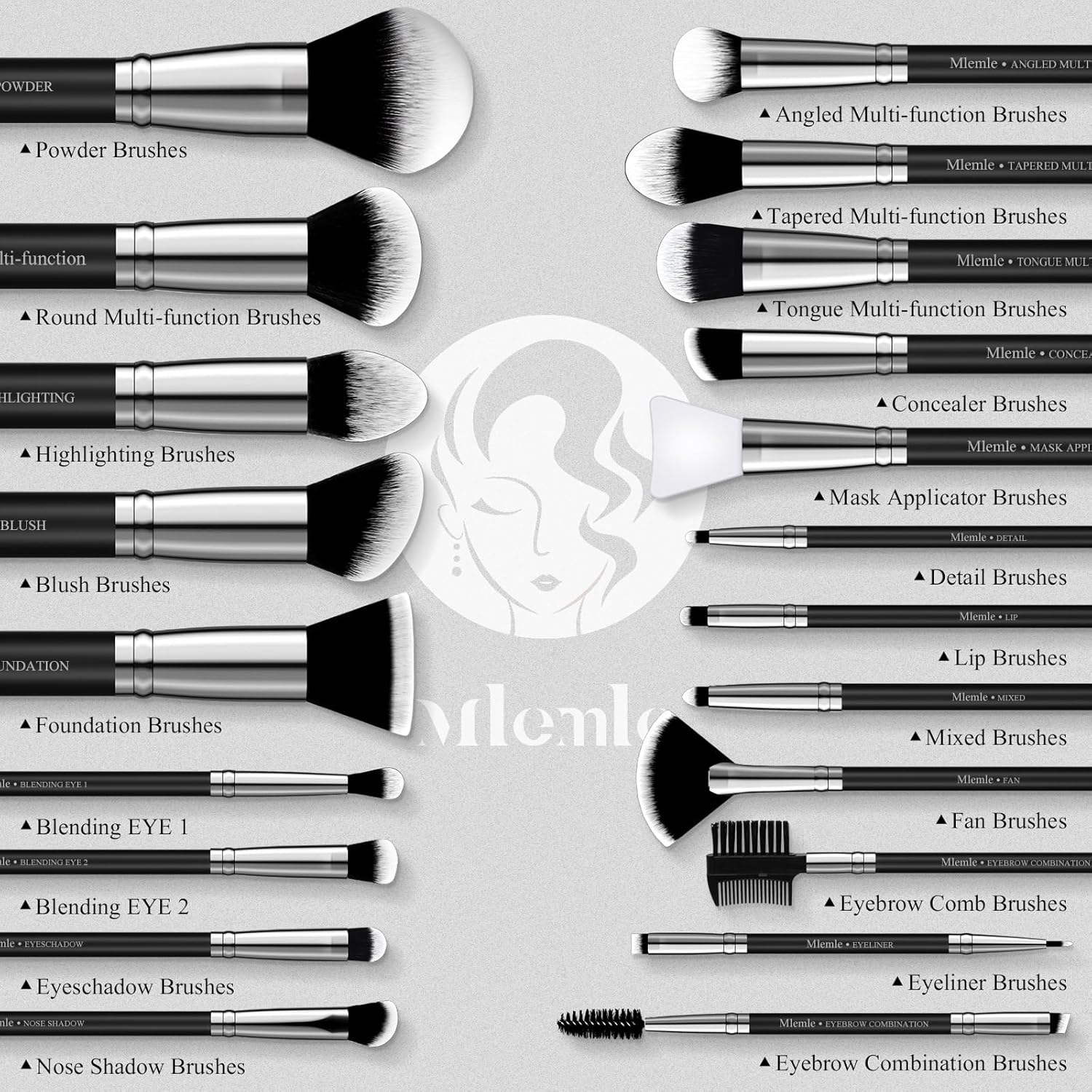 Makeup Brushes Set, Mlemle Professional 25 Pcs Makeup Kit, Include Foundation Powder Blush Concealers Eye shadows 21
