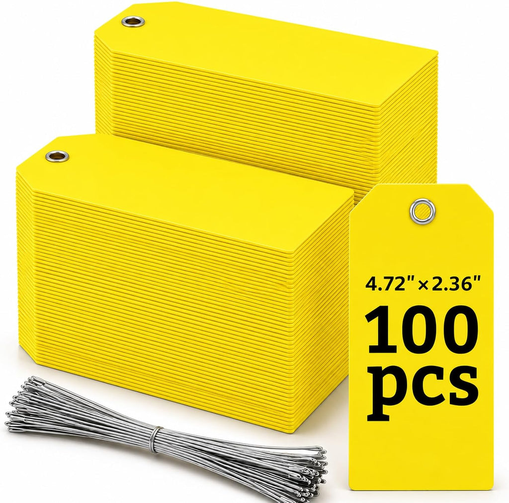 Shipping Tags with Wire - 100 Pack Waterproof Blank Hang Tags