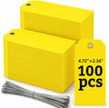 Shipping Tags with Wire - 100 Pack Waterproof Blank Hang Tags