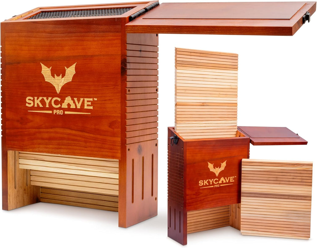 Pro Large 3-Chamber 200+ Capacity Cedar Bat House for Outdoors