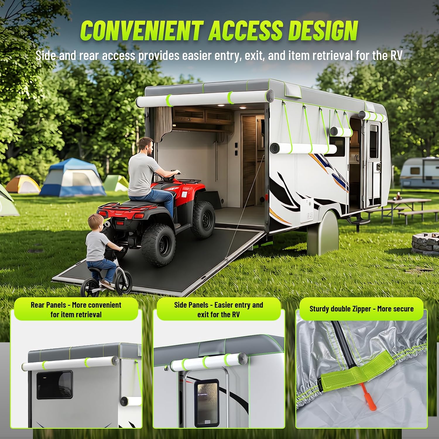 RV Cover 22-24 ft Travel Trailer Cover Windproof UV Protection | Heavy Duty Camper Cover Waterproof Outdoor with 10