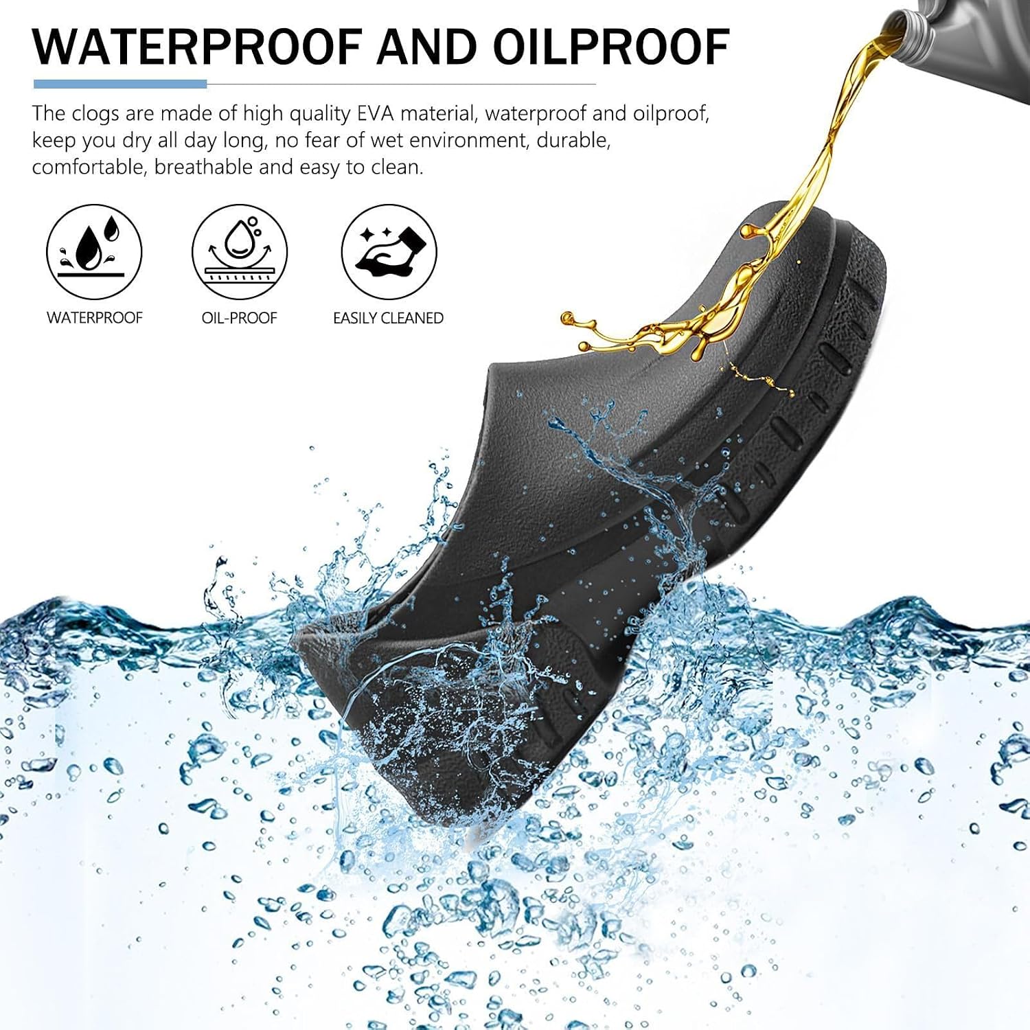Unisex Non Slip Work Clogs - Slip, Water & Oil Resistant Shoes for Kitchen Chef Nursing Gardening Professionals
