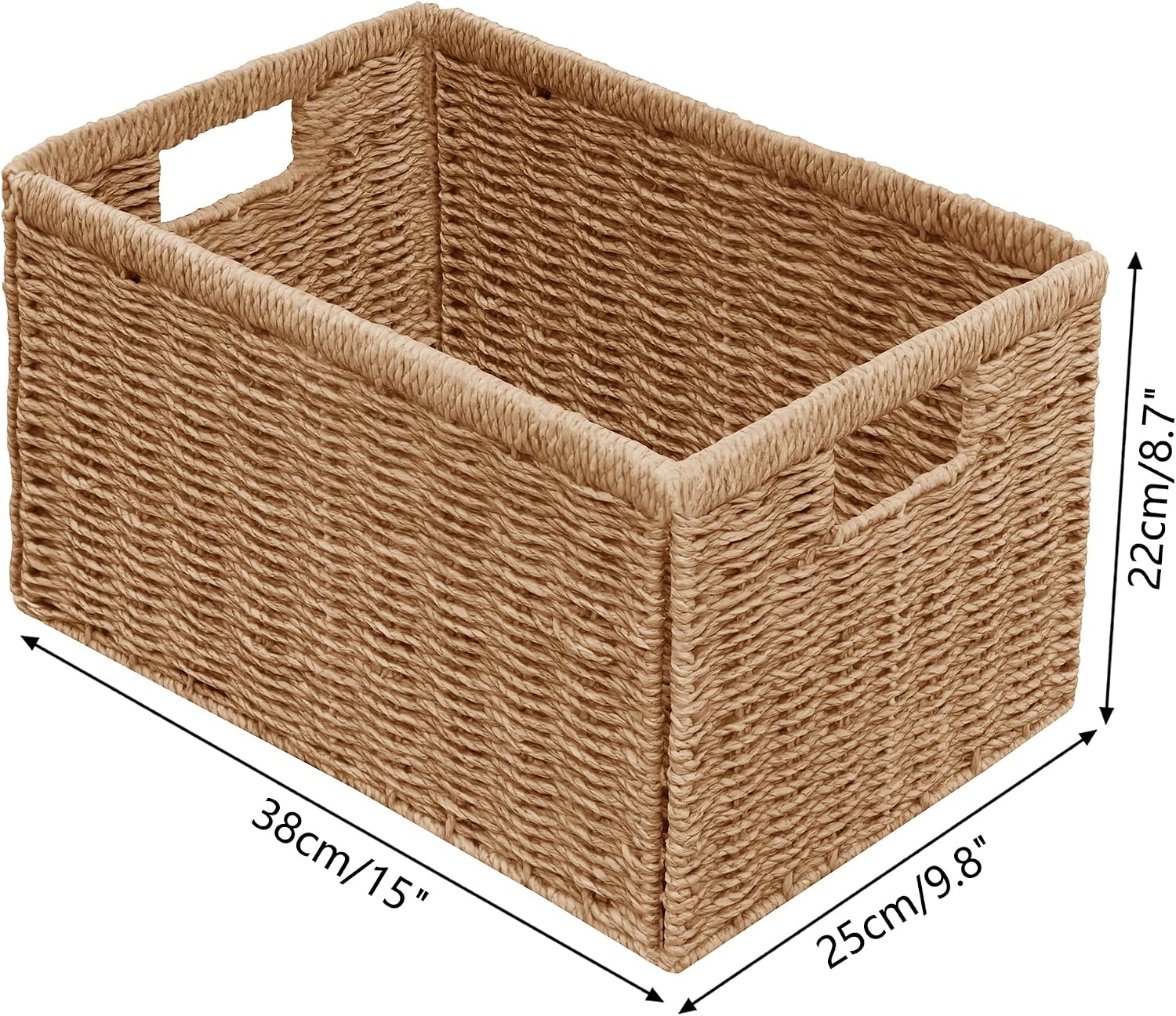 2 Packs Large Wicker Storage Basket, Closet Storage Baskets Bins for Shelves, Decorative Collapsible Baskets for