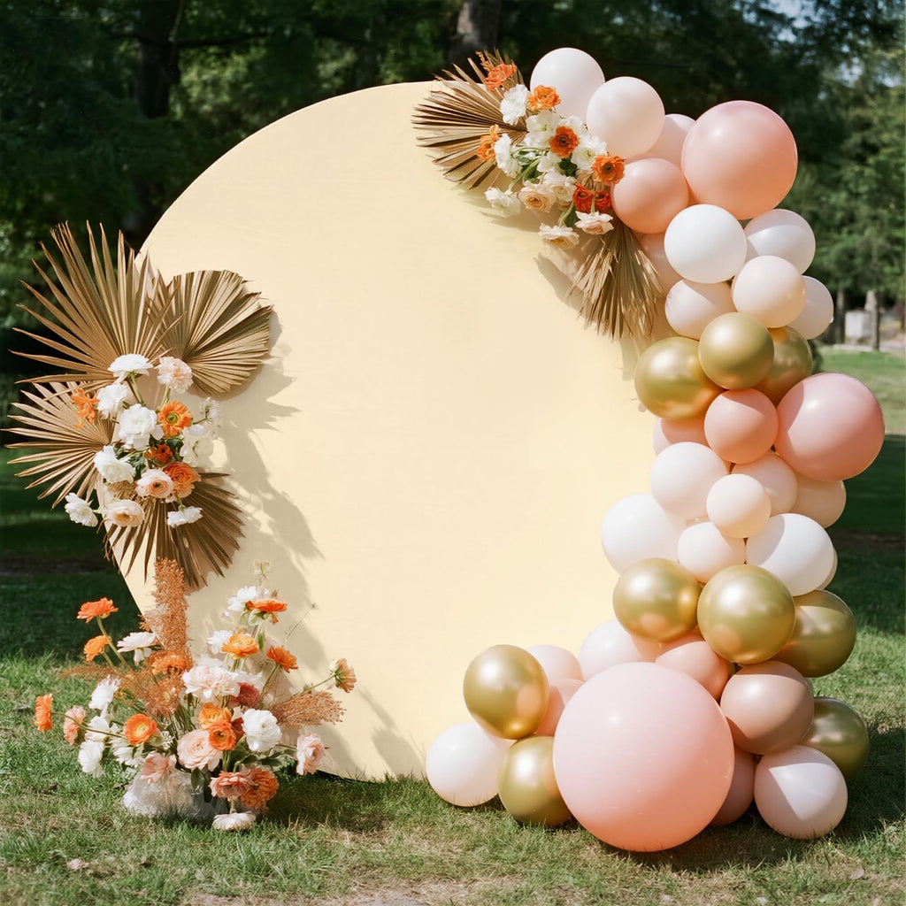 6.5FT Beige Round Backdrop Cover, Circle Arch Backgound Stand Cover