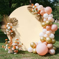 6.5FT Beige Round Backdrop Cover, Circle Arch Backgound Stand Cover