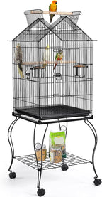 57-Inch Open Top Bird Cage with Rolling Stand & Slide-Out Tray