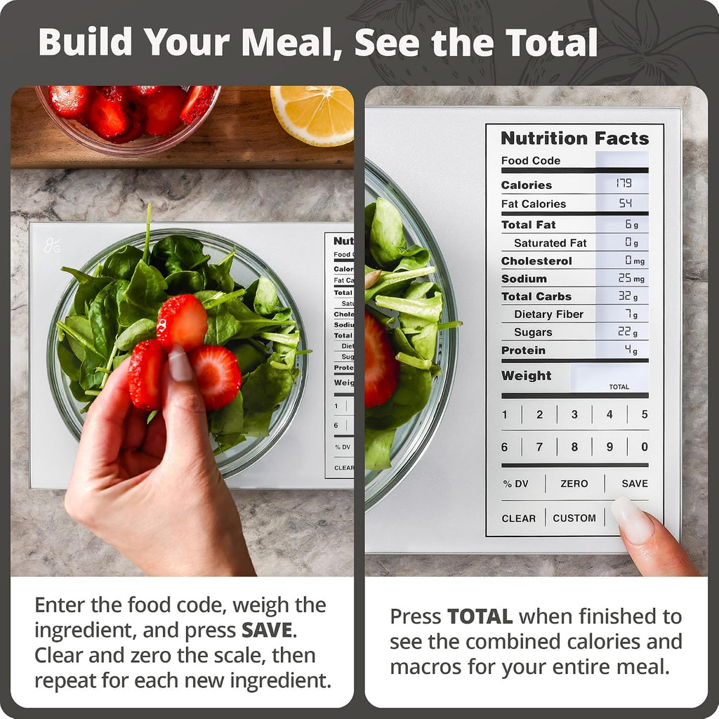 Food Scale with Nutrition Calculator, 2,000 Codes (Silver)