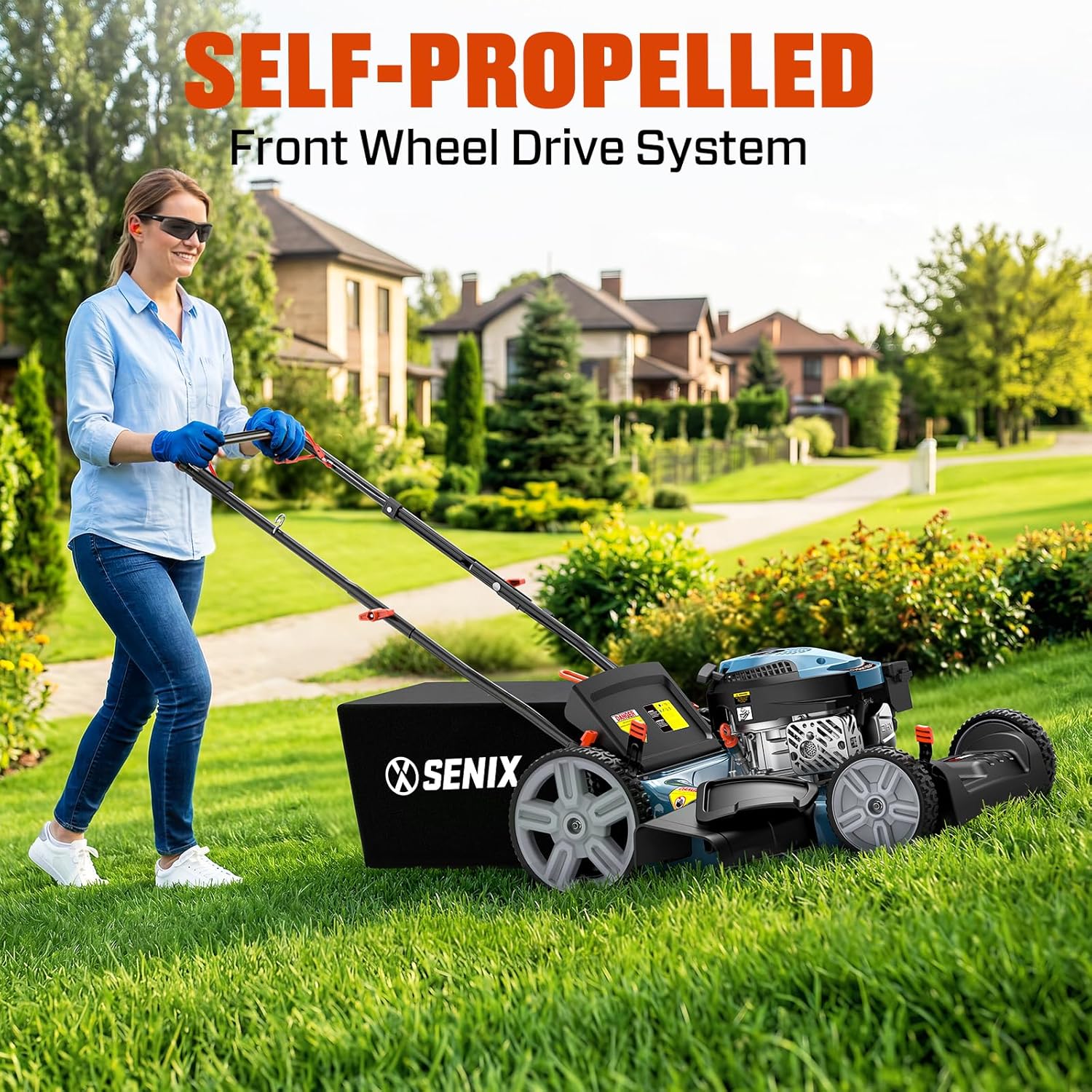21'' Self Propelled Gas Lawn Mower 170 cc 3-in-1, 6-Position Cutting