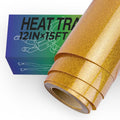 Gold Glitter HTV Vinyl- 12" x 15ft Glitter Iron on Vinyl for Shirts | Gold Glitter Heat Transfer Vinyl Roll for All