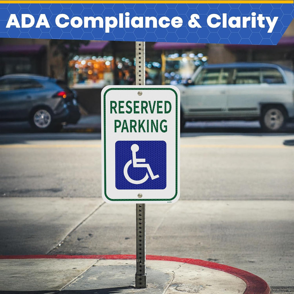 Handicap Parking Sign 12x18 inch Reserved Parking Sign 3M High Intensity Grade Reflective UV Protected & Weather