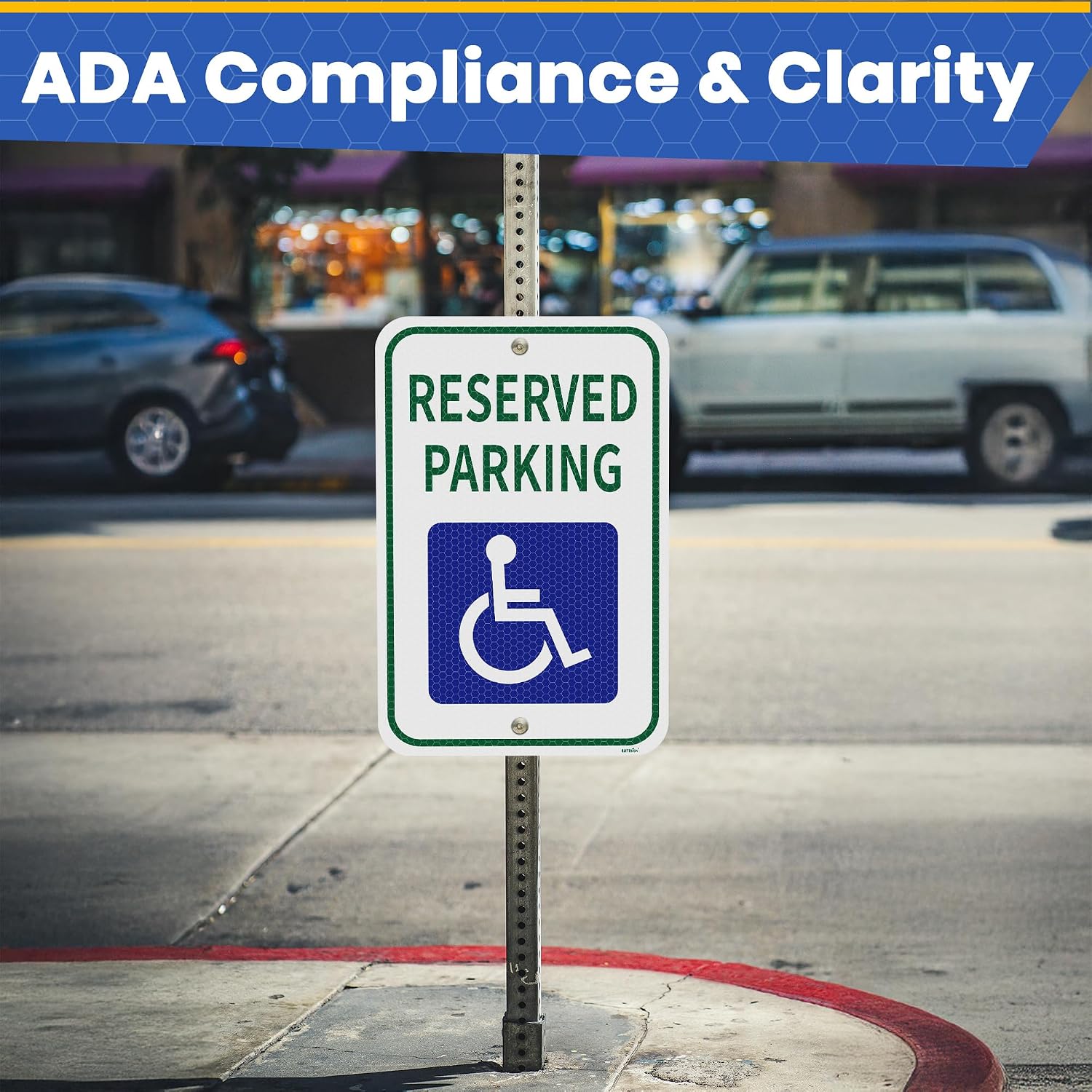 Handicap Parking Sign 12x18 inch Reserved Parking Sign 3M High Intensity Grade Reflective UV Protected & Weather