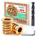 Twidec/80PCS 1/4"-20 Threaded Inserts for Wood Furniture Screw-in Nut Wood Inserts Bolt Assortment Kit with M6 Hex Wrench (1/4"-20 x15mm) N-059