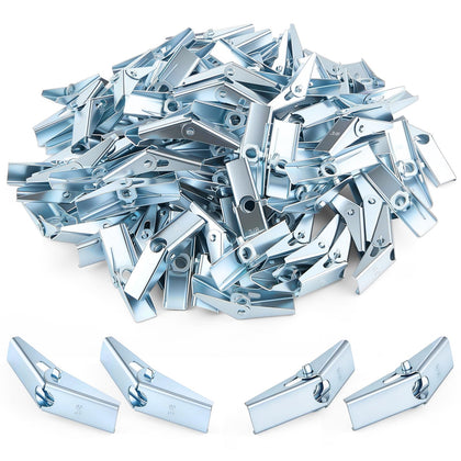 100 Pack 3/8-16 Spring Toggle Wing Nuts Only, Zinc Plated Stainless Steel Toggle Bolt Wings for Drywall Hollow Wall