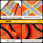 Class 2 Safety Vest with Zipper Front and multiple Pockets, High Visibility Vest, Meets ANSI/ISEA Standards