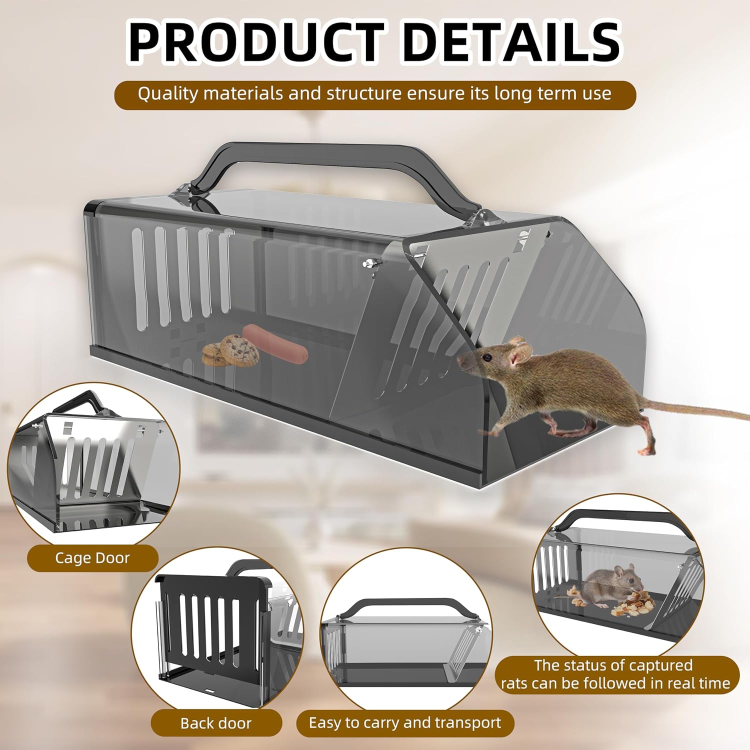 Mouse Trap Humane - Mouse Traps Work Chipmunk Rodent Trap for Indoors and Outdoors, No Kill Mouse Trap, Catch and