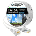 Cat6a Ethernet Cable Slim 50ft Outdoor&Indoor, 28AWG Pure Copper Cat6 Internet Cable for Waterproof & Direct Burial