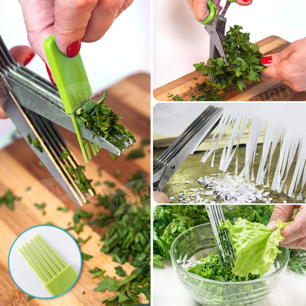 VlBlRlIT2025 Upgraded Herb Scissor,Leaf Stripper,Stainless Steel 5Blade Kitchen Scissors,Peelers for