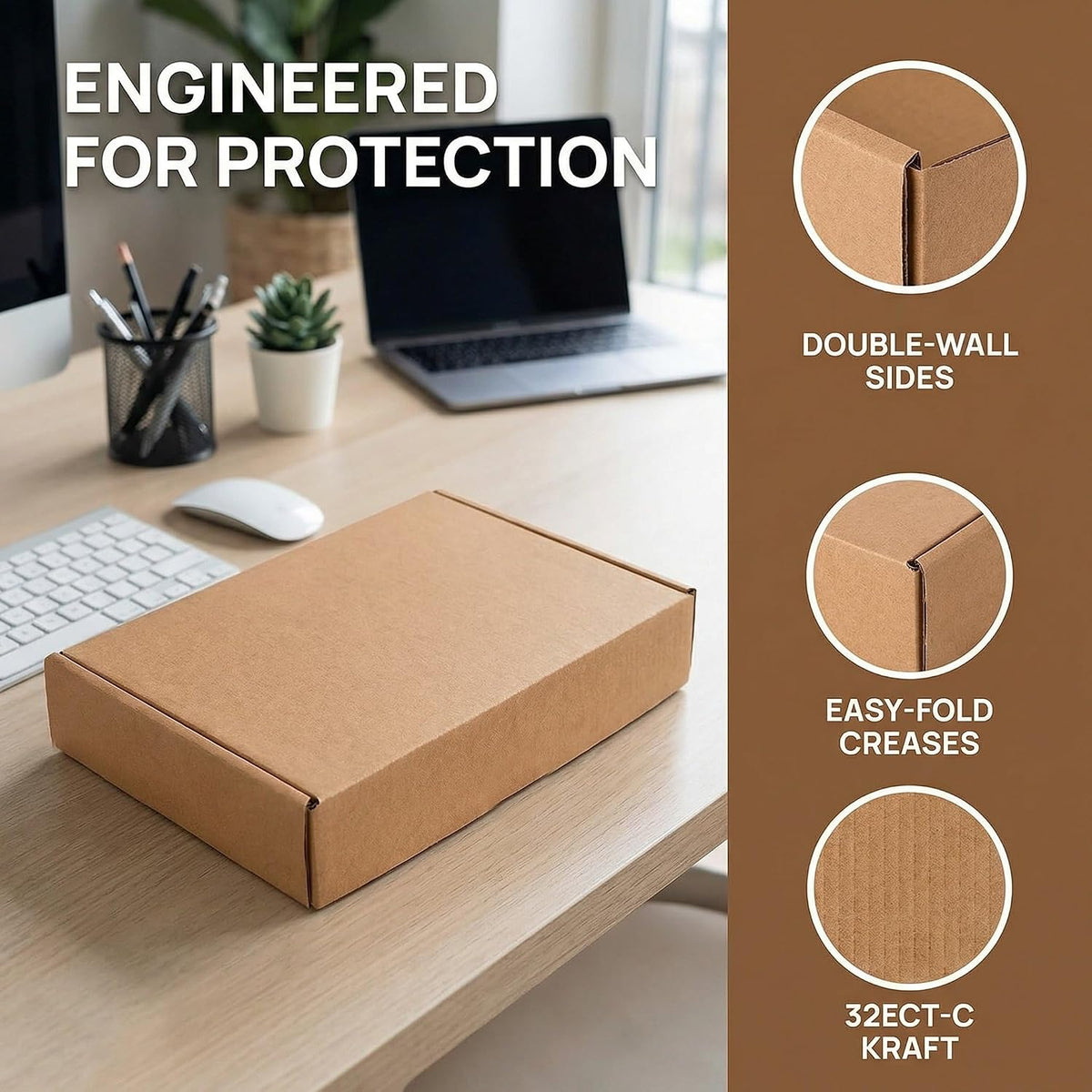 30 Pack 12x8x2 Inches Shipping Boxes, Brown Corrugated Cardboard Mailer Boxes, Medium Mailing Boxes for Shipping