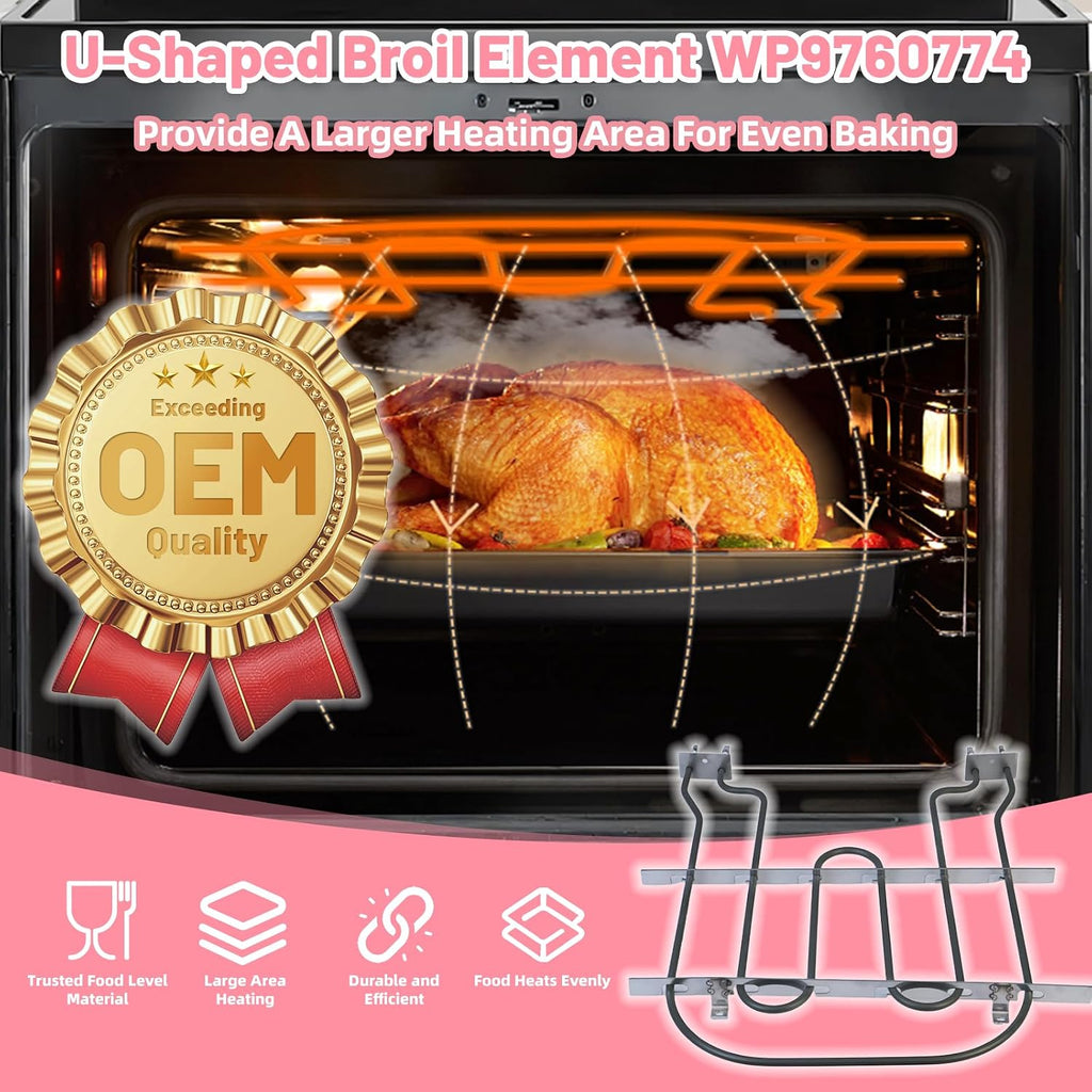 LXun Upgrade WP9760774 Broil Element Compatible with Crosley KitchenAid Whirlpool Oven Heating Element Part 9760774 1201761 PS11747304 EAP11747304 AP6014070 1920744 for WP9760774 Oven Heating Element