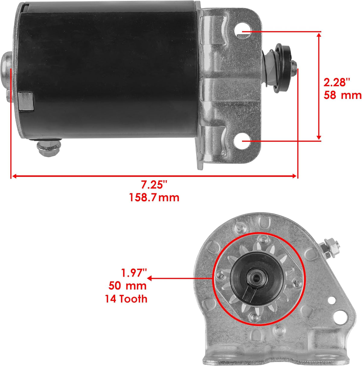 Caltric Starter Compatible With John Deere D100 D105 D110 D120 100 Series Tractor 17.5Hp 19Hp 21Hp / 14 Teeth Improved Steel Gear