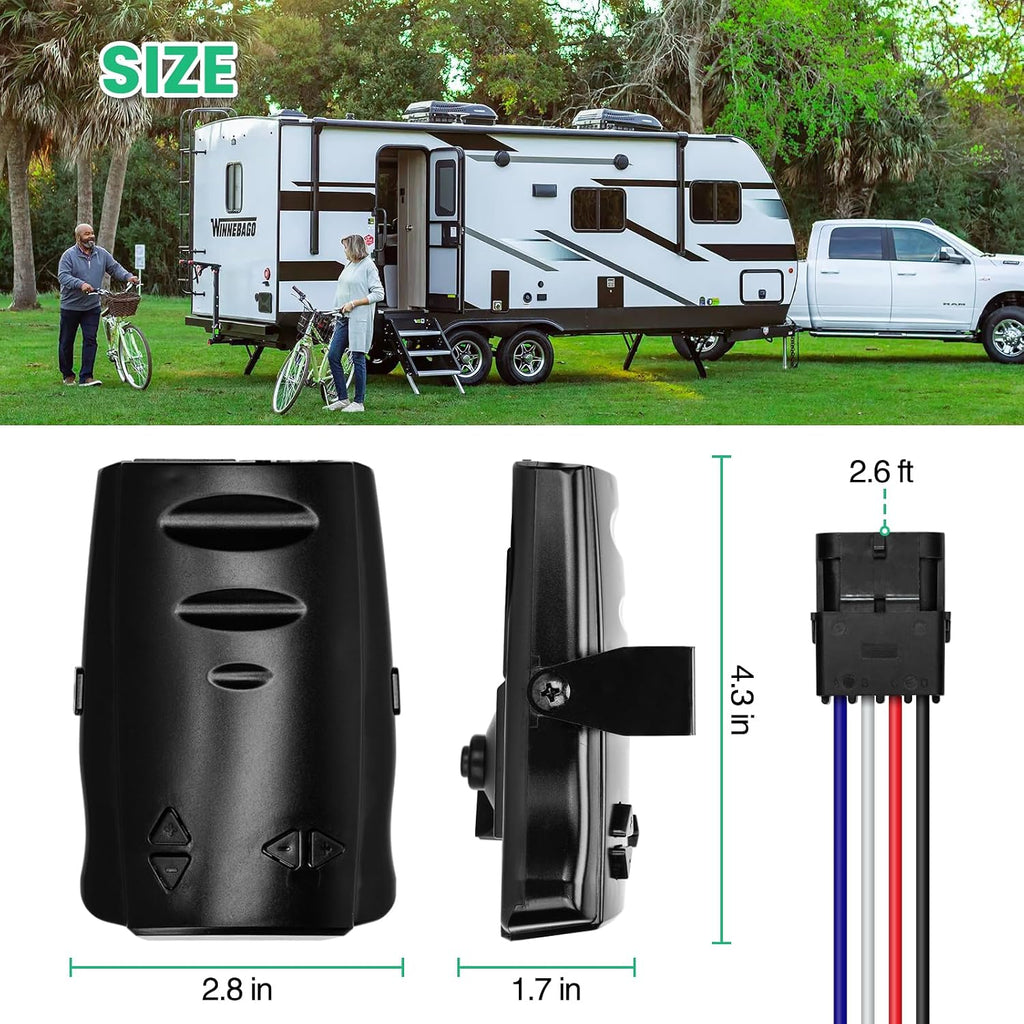 Proportional Trailer Brake Controller, Digital Electric Brake Control for 1-4 Axle Trailers, Smooth Stop Technology