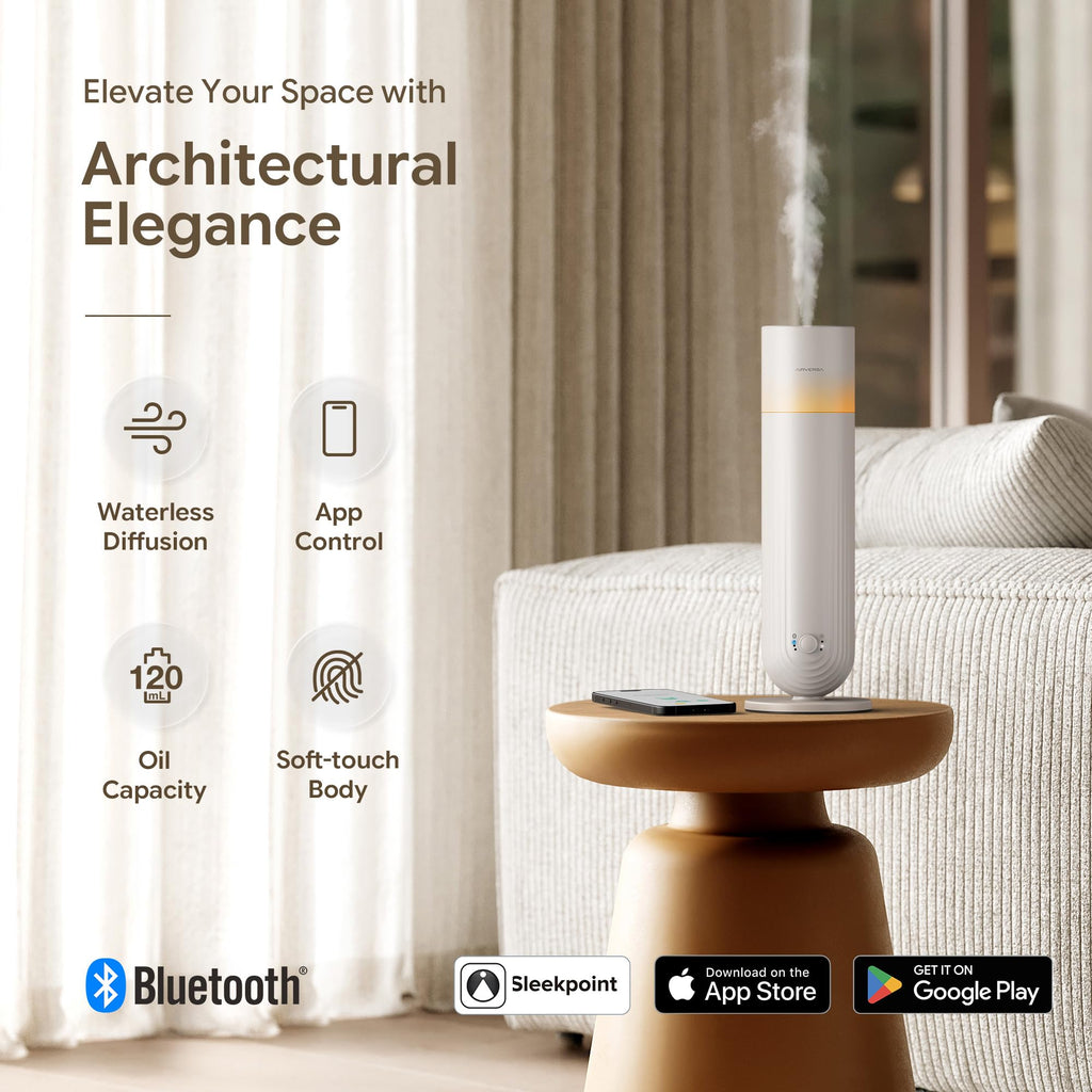 U1 Smart Hotel Waterless Diffuser with 100mL Oils Kit, Beige Gray