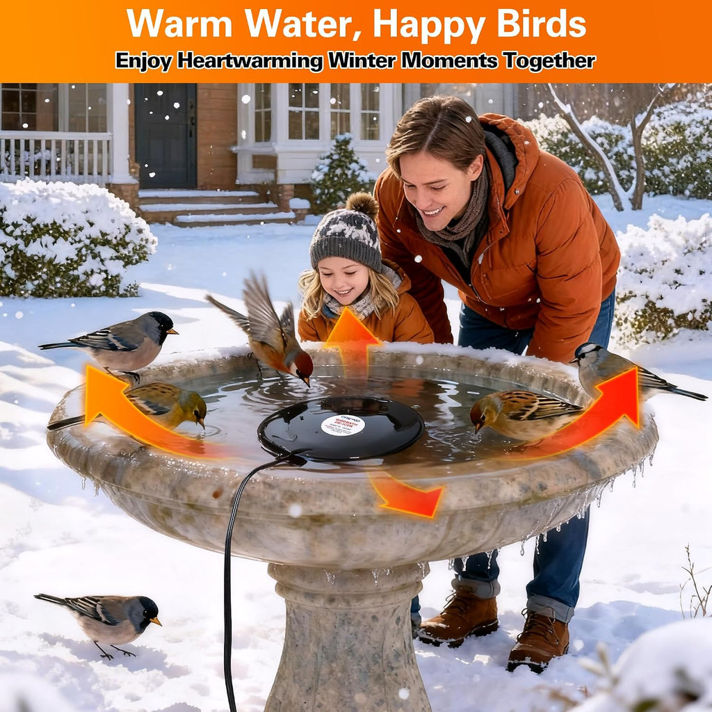 Bird Bath De Icer, 60w Submergible De Icer, Thermostatic Controlled Winter Water Heater Deicer for Bird, Chicken