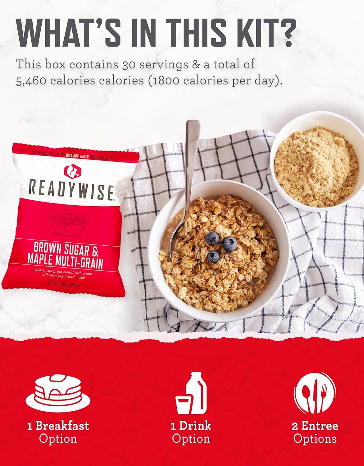 Emergency Food Supply - 72 Hour Survival Kit, 30 Servings of Protein Meals, Freeze Dried Food for Backpacking