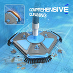 4-in-1 Deluxe Swimming Pool Cleaning Kit - Includes Upgrade Triangular Pool Vacuum Head, Detachable Brush, Deep Leaf
