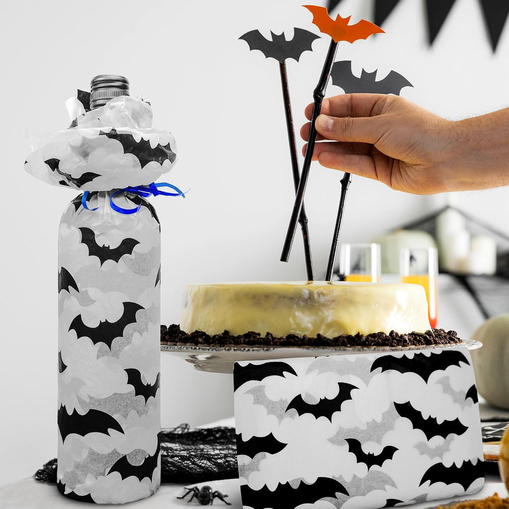 Large Black Bat Tissue Paper Bulk, 28 x 20 Inch