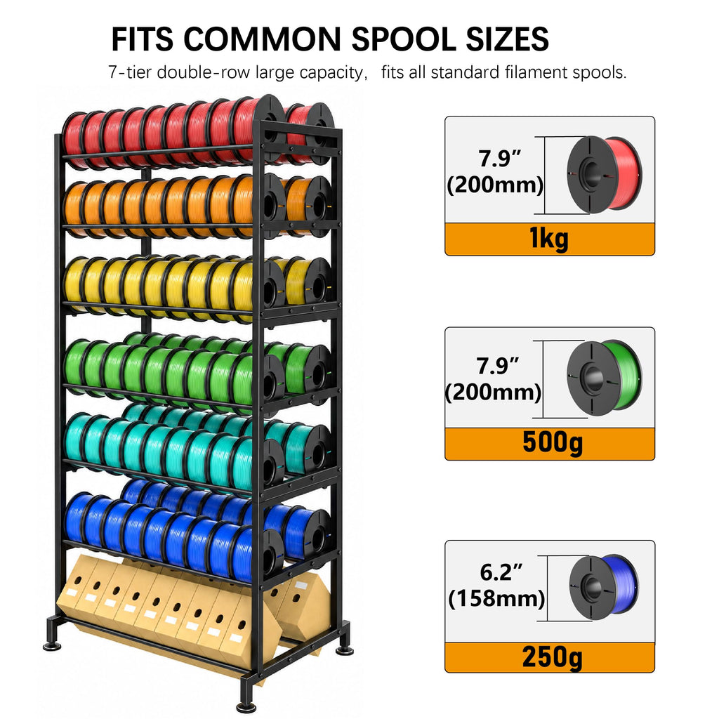 3D Printer Filament Storage Rack, 7-Tier Double-Row, 126 Spools