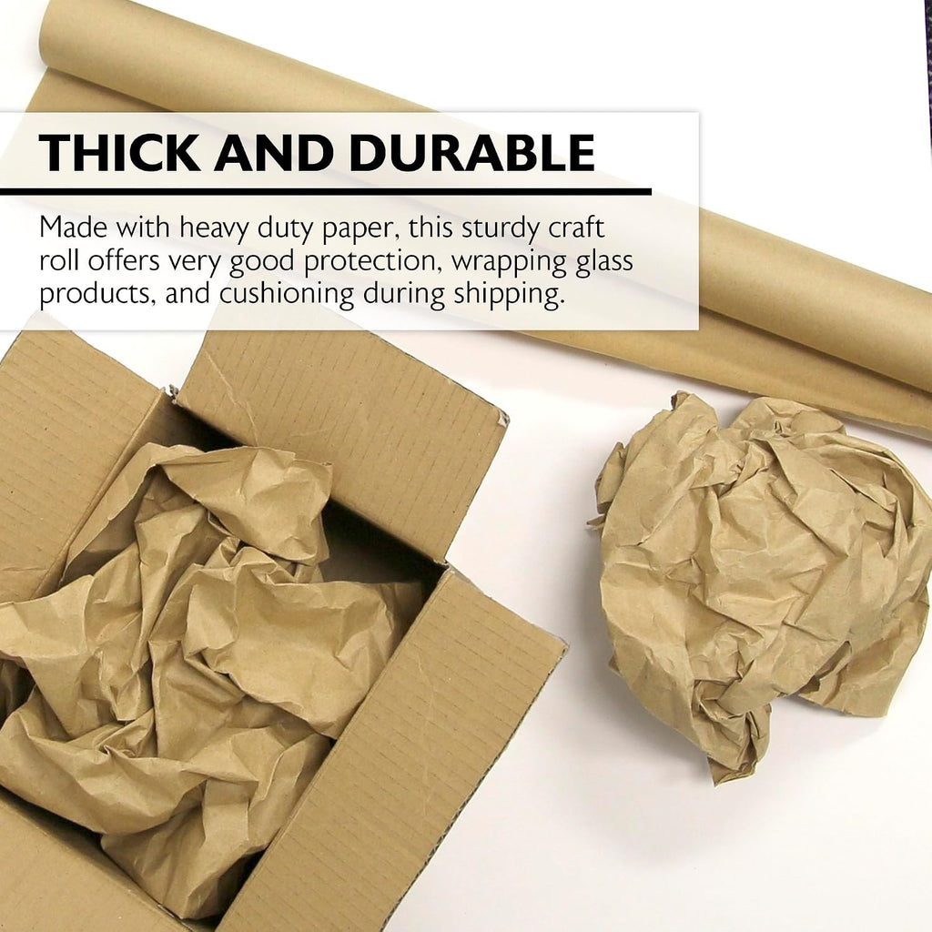 Natural Kraft Wrapping Paper Roll, 30 in x 14 Ft