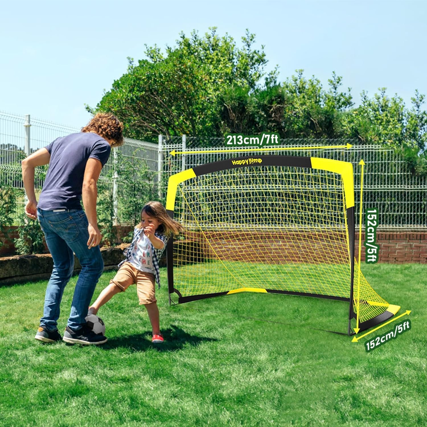 Portable Soccer Goal 7x5 & 5x3.6 FT, Large-Frame Training Net | Great for Kids Ages 6-14 Skill Development, Ideal for