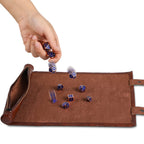 Dice Mat Tray Rolling Mat with Zipper PU Leather Folding Scroll Dice Bag Holder Table Christmas Game