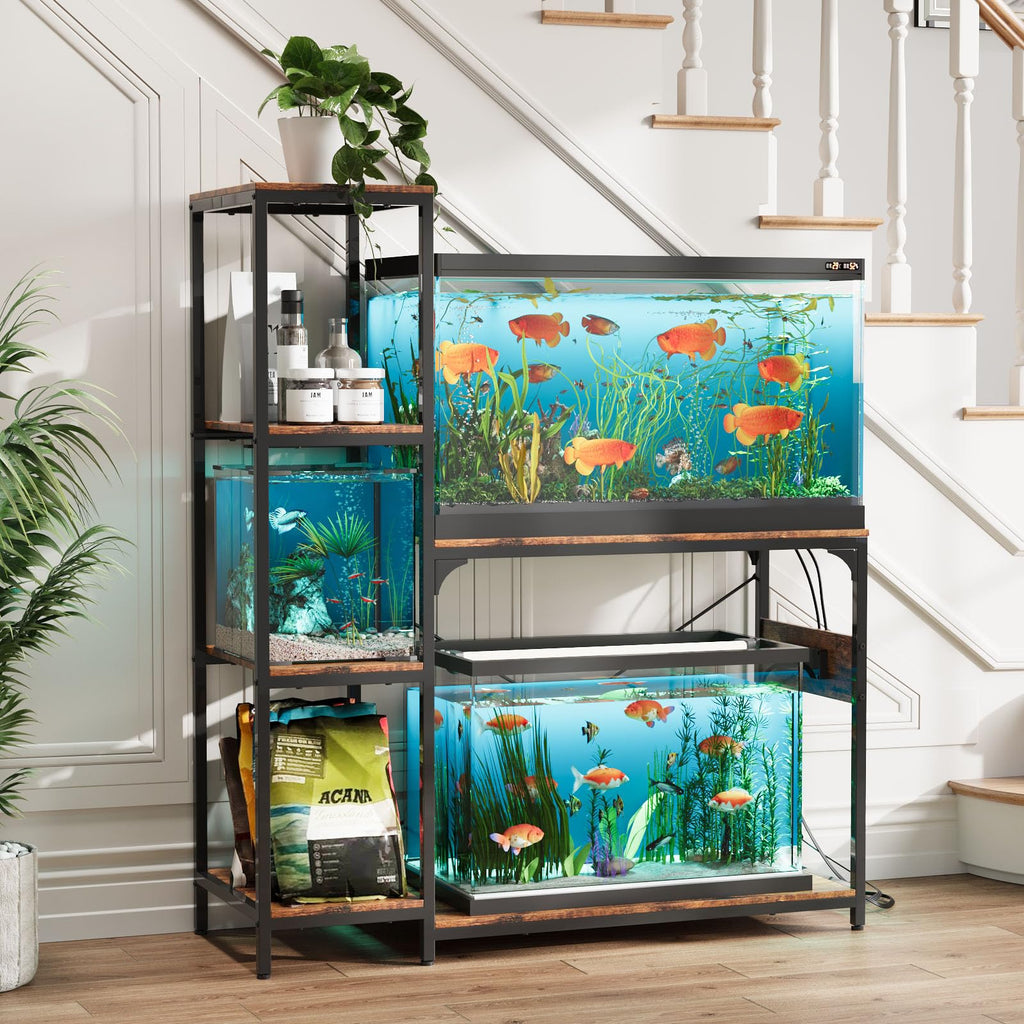 20-29 Gallon Fish Tank Stand with Power Outlet, Aquarium Stand,Brown