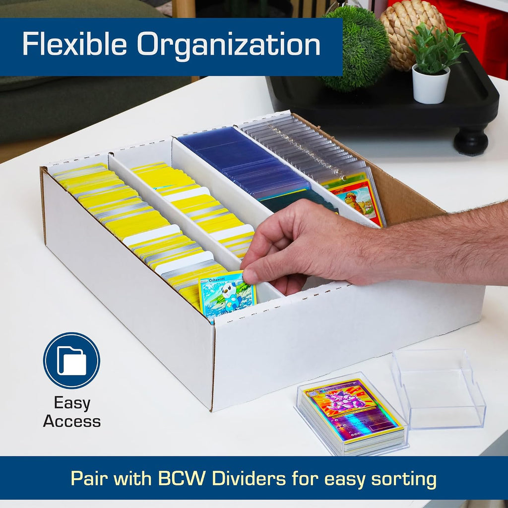 Monster Trading Card Storage Box, Holds 3,200 Cards, White, 2 Pack | Four-row box holds 3,200 standard or 4,560