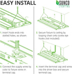 Sunco 2 Pack LED 2 Foot Linear High Bay Warehouse Lights, 110W, Dimmable