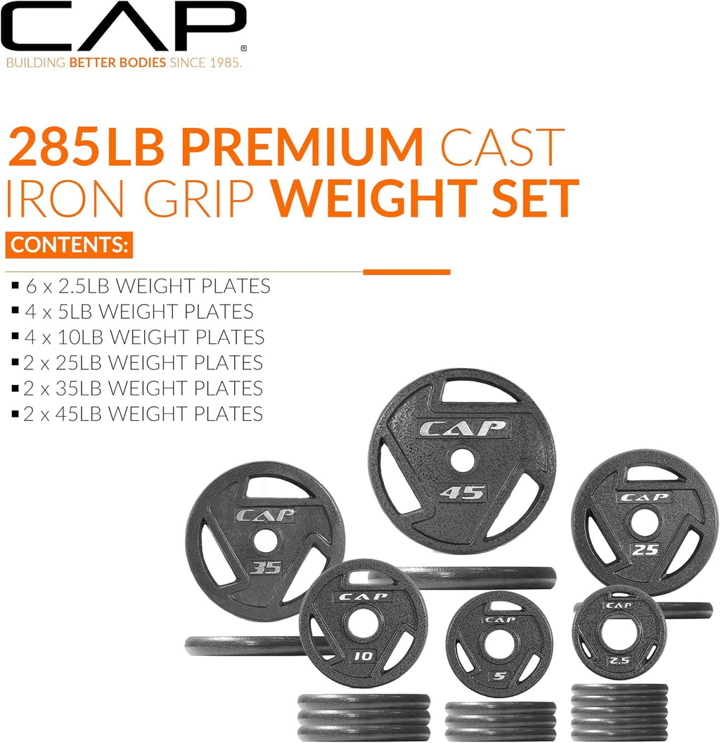 Barbell 2-Inch Olympic Cast Iron Plate Weight Set | 75-285 lbs | Multiple Options