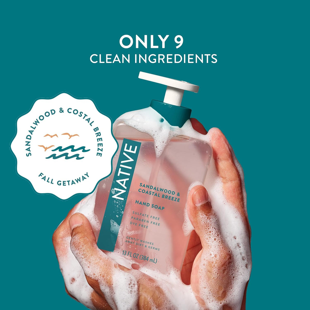 Liquid Hand Soap, Sandalwood & Coastal Breeze Scent, Non-Drying Formula for Soft, Smooth Hands, Made with Plant-Based